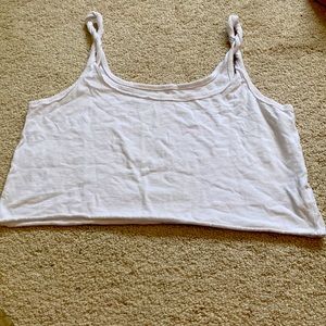 Aerie White Twist Cropped Flowy Tank